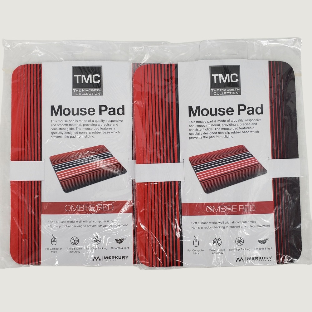 TMC The Macbeth Collection Mouse Pad‎ Set of 2 Ombre Red Striped Non Slip New